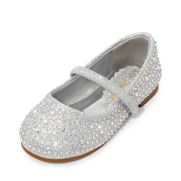 Girl's Rhinestone Ballet Flats - SILVER GLITTER -  0
